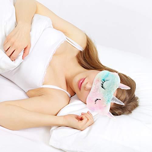 Geyoga 3 Pieces Plush Sleeping Eye Cover Bunny Eye Blindfold Cat Sleep Eye Cover Unicorn Sleeping Eye Shade Soft Funny for Kids Girls and Adult Travel (Unicorn Style)