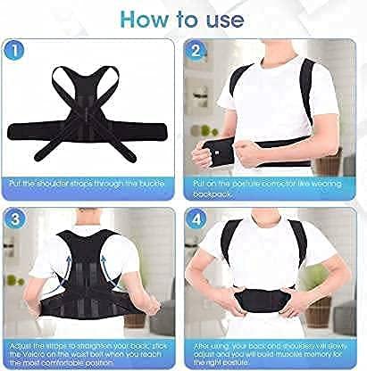 PharmEasy PharmEasy Premium Magnetic Back Brace Posture Corrector For Men Shoulder Support Belt For Men And Women, Belt For Lower & Upper Back Pain Relief With Back Support Plates Man & Woman Universal (Large)