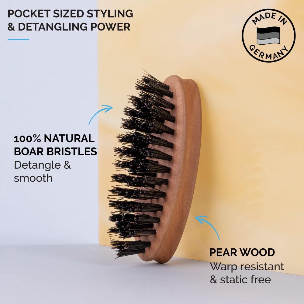 ZEUS ZEUS 100% Boar Bristle Pocket Beard Brush, Medium-Firm Bristles