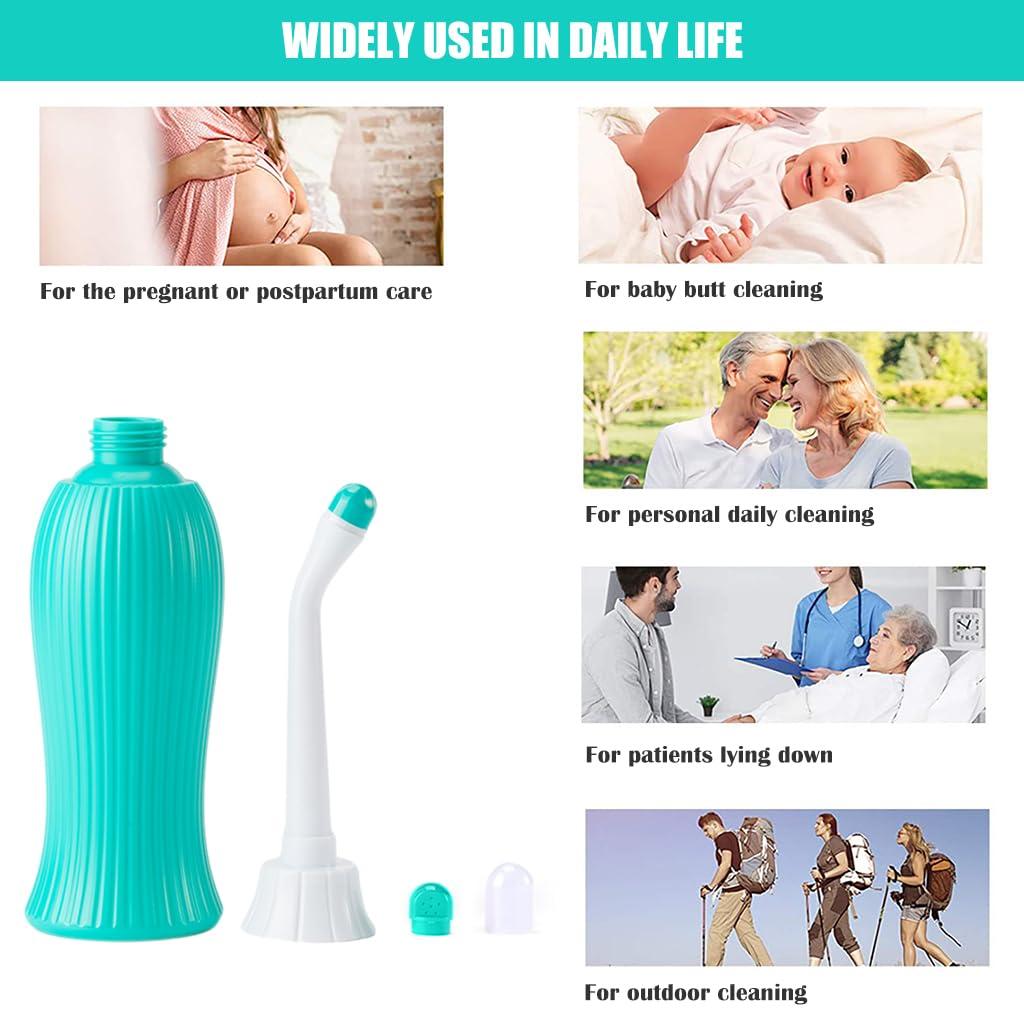 Hannea HANNEA 450ml Portable Retractable Travel Bidet with Bag/2 Nozzles for Toilet Handheld Postpartum Perineal Cleansing Childbirth Cleaner - for Outdoor,Camping,Personal Hygiene (Green)