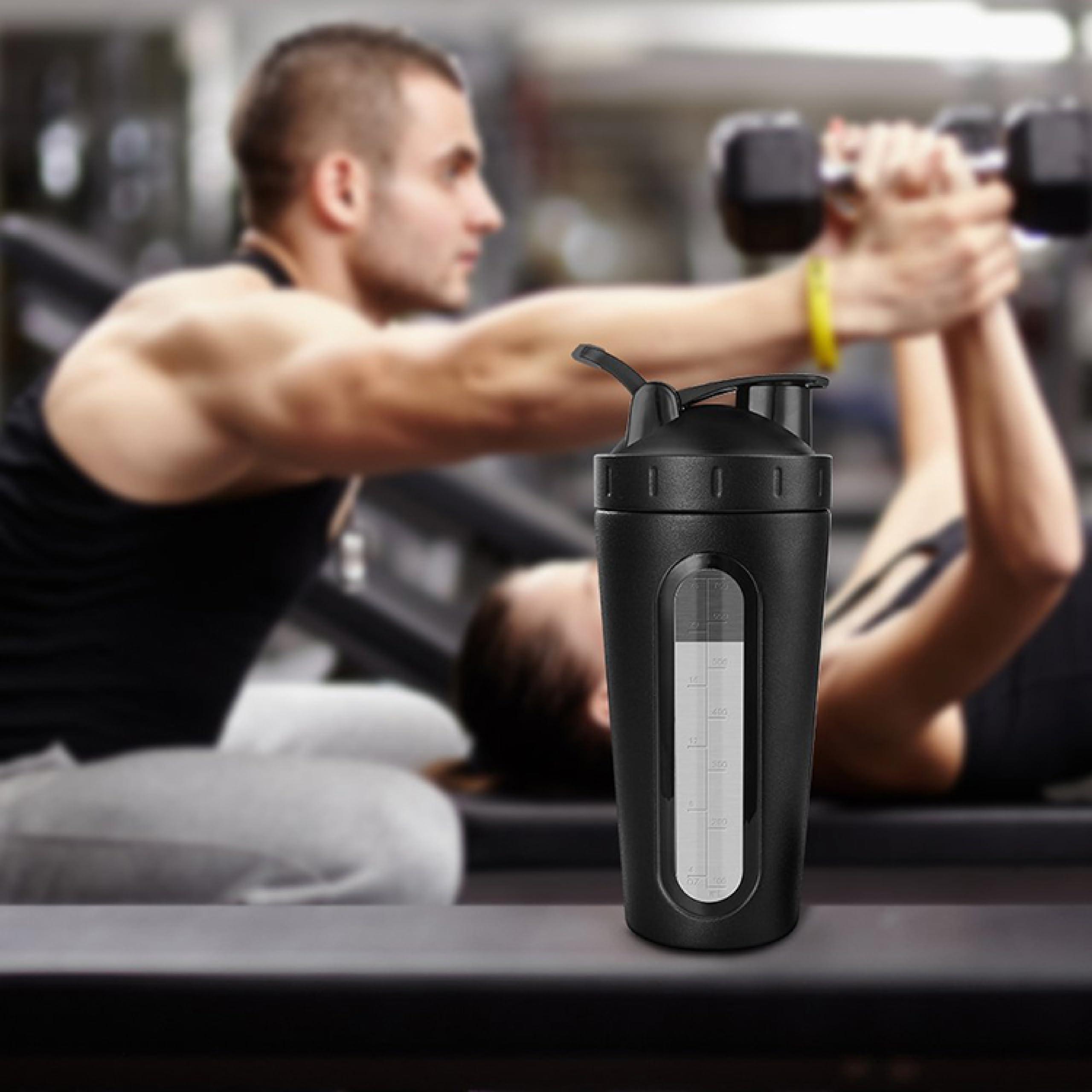 BURRDOFF BURRDOFF [VISIBLE WINDOW Protein Shaker Bottle, Gym Shaker Steel Shaker Bottle Gym Shaker Bottle shaker bottles for protein shake gym protein shaker bottle (Matt Black)