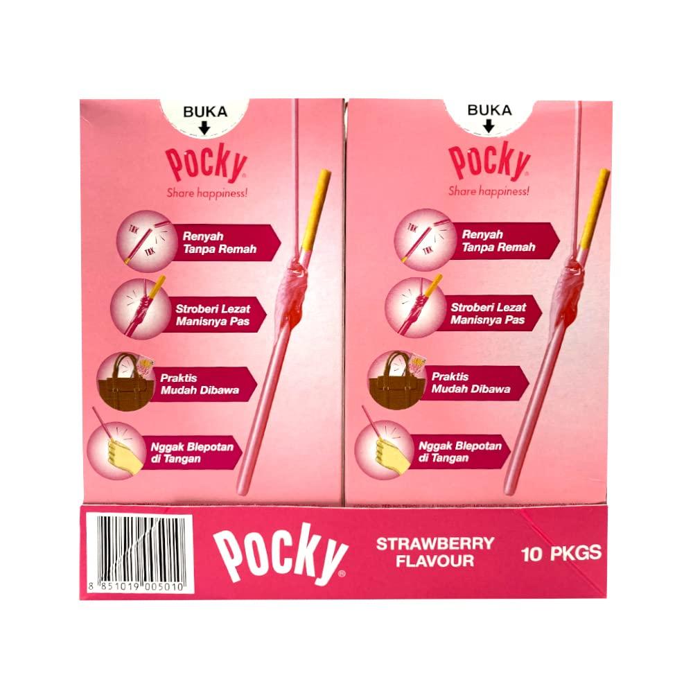 Glico Glico Pocky Strawberry Cream Covered Biscuit Sticks, 1.59 oz  45 g, 10 Pack