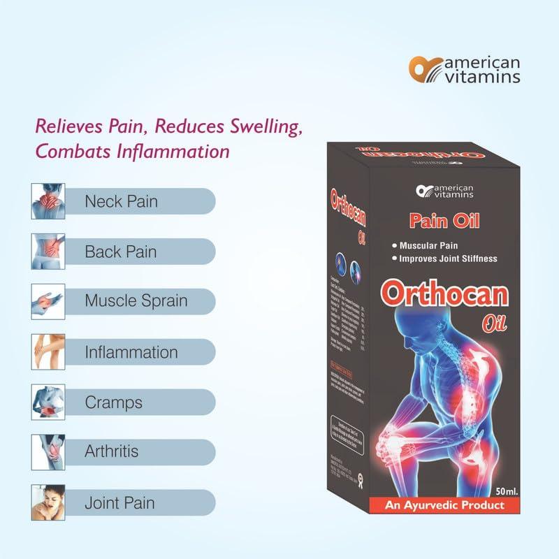 american vitamins American Vitamins Ayurvedic Orthocan Pain Relief Oil for Joints Knee & Back||50ml Pack Of 2