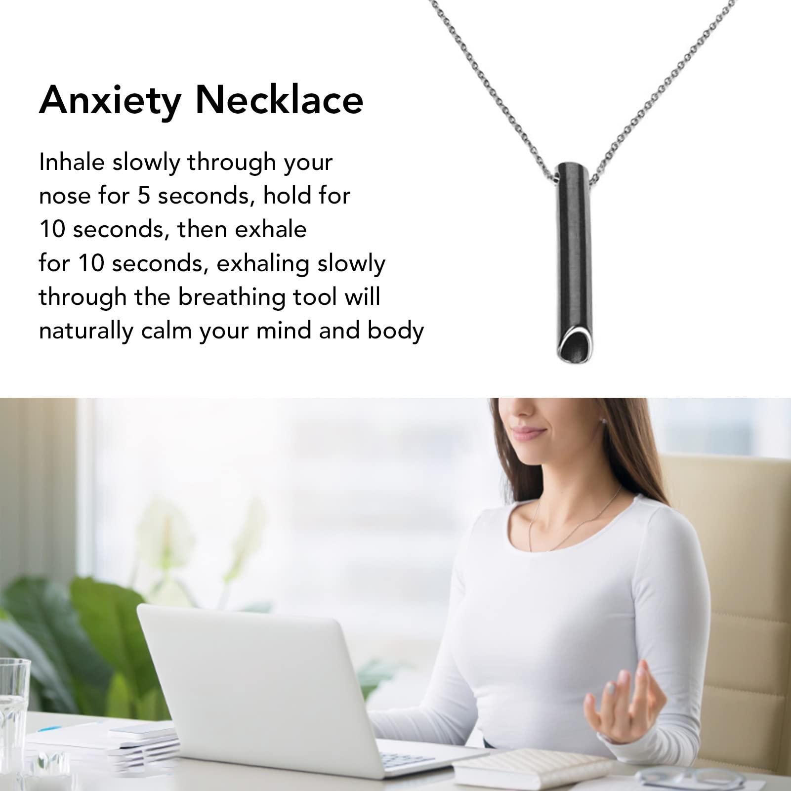 Folanda Anxiety Whistle Necklace, Stress Relief Mindful Breathing Necklace, Deep Breathing Tool for Anxiety Relief, Breathing Exercises, Meditation, Relaxation Calming Down, Slowing The Breath(1#)