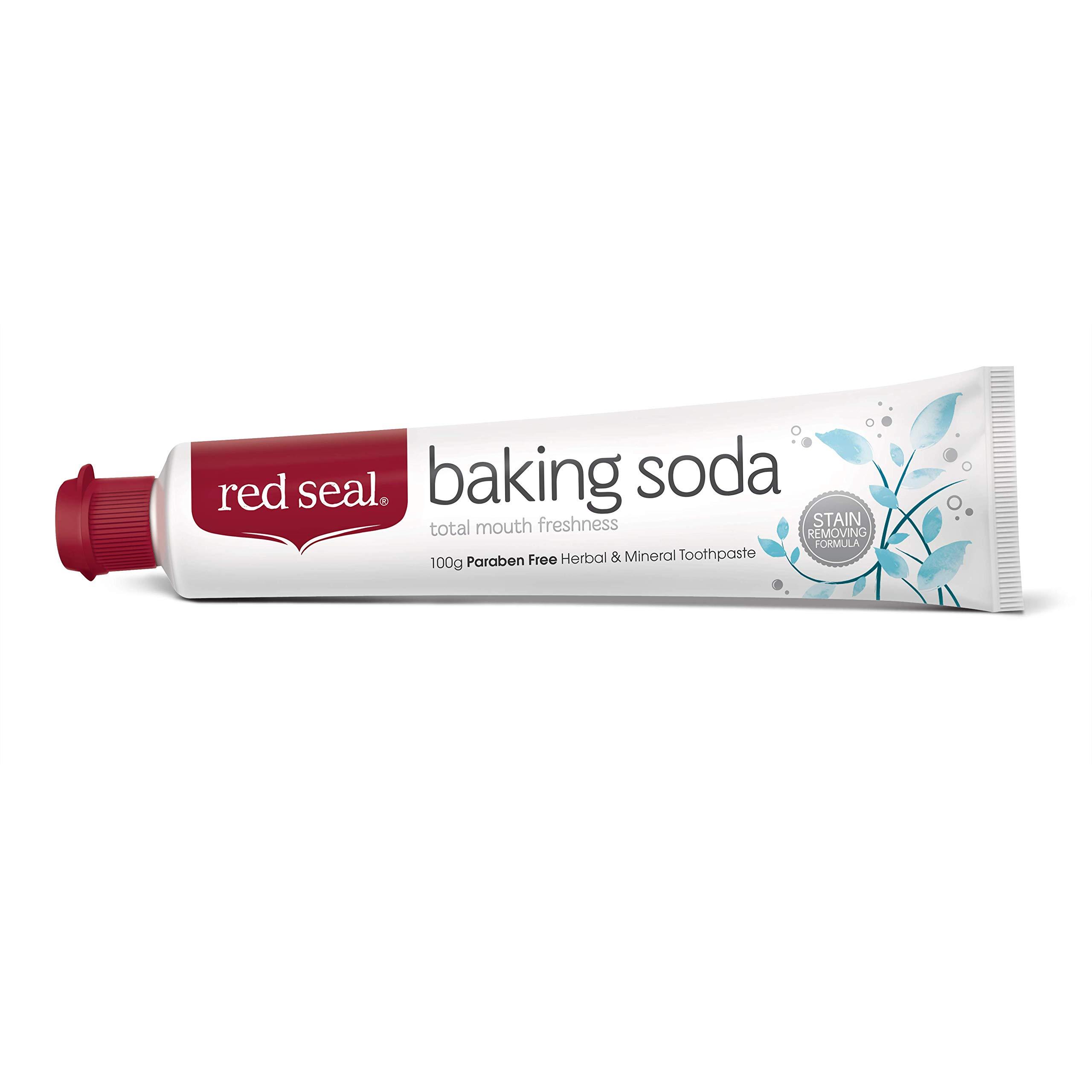 Red Seal Red Seal Natural Baking Soda Toothpaste - No Fluoride, No Artificial Flavors Or Colors - Protects Teeth & Gum Health Naturally & Cleans For Visibly Brighter Smile 100G - Whitening