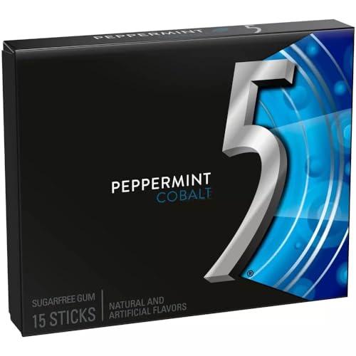 Generic Wrigley\'s 5 Gum Sugar Free Chewing Gum Two Populer Flavours (Peppermint Cobalt Or Spearmint Rain)15 Sticks 40gm (Pack Of 6)