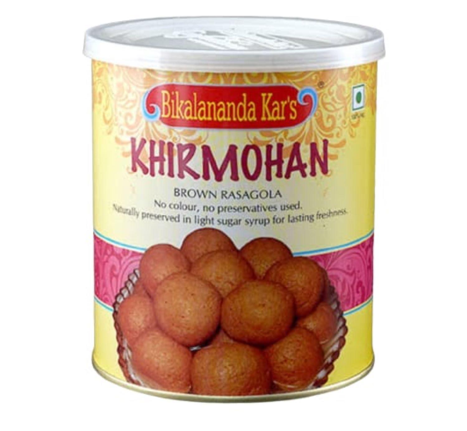 Bikalananda Kar\'s Bikalananda Kar\'s Oriya Sweets Khirmohan, Indian Mithai - Brown Rosogolla | Salepur Rasogollas, 1KG (Pack of 2)