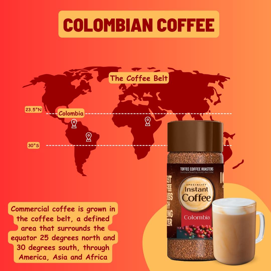 Toffee Coffee Roasters Toffee Coffee Roasters | Colombia Speciality Instant Coffee| As Seen On Shark Tank | 100 gm | 100% Arabica | Ready in Seconds | Microground Technology | Makes 50 Cups