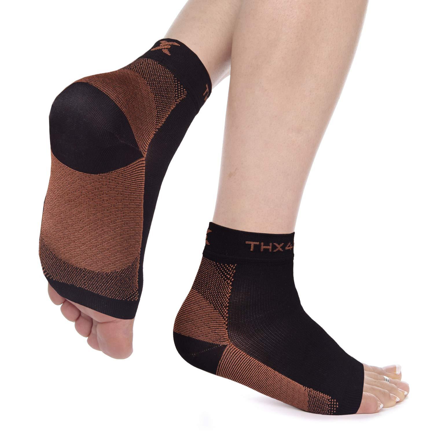 Thx4COPPER Thx4 Copper Compression Recovery Foot Sleeves for Men & Women, Copper Infused Plantar Fasciitis Socks for Arch Pain, Reduce Swelling & Heel Spurs, Ankle Sleeve with Arch Support-L/XL
