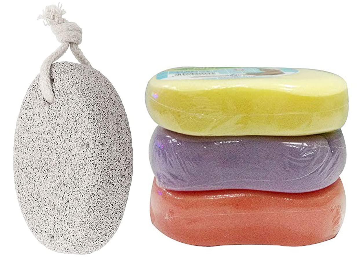 Calitate24 Natural Pumice Stone for Feet Dead Skin Removal Lava Stone Pedicure Exfoliation Tool Callus Remover for Feet, Heels, Elbow & Knees with 2Pcs Bathing Sponge