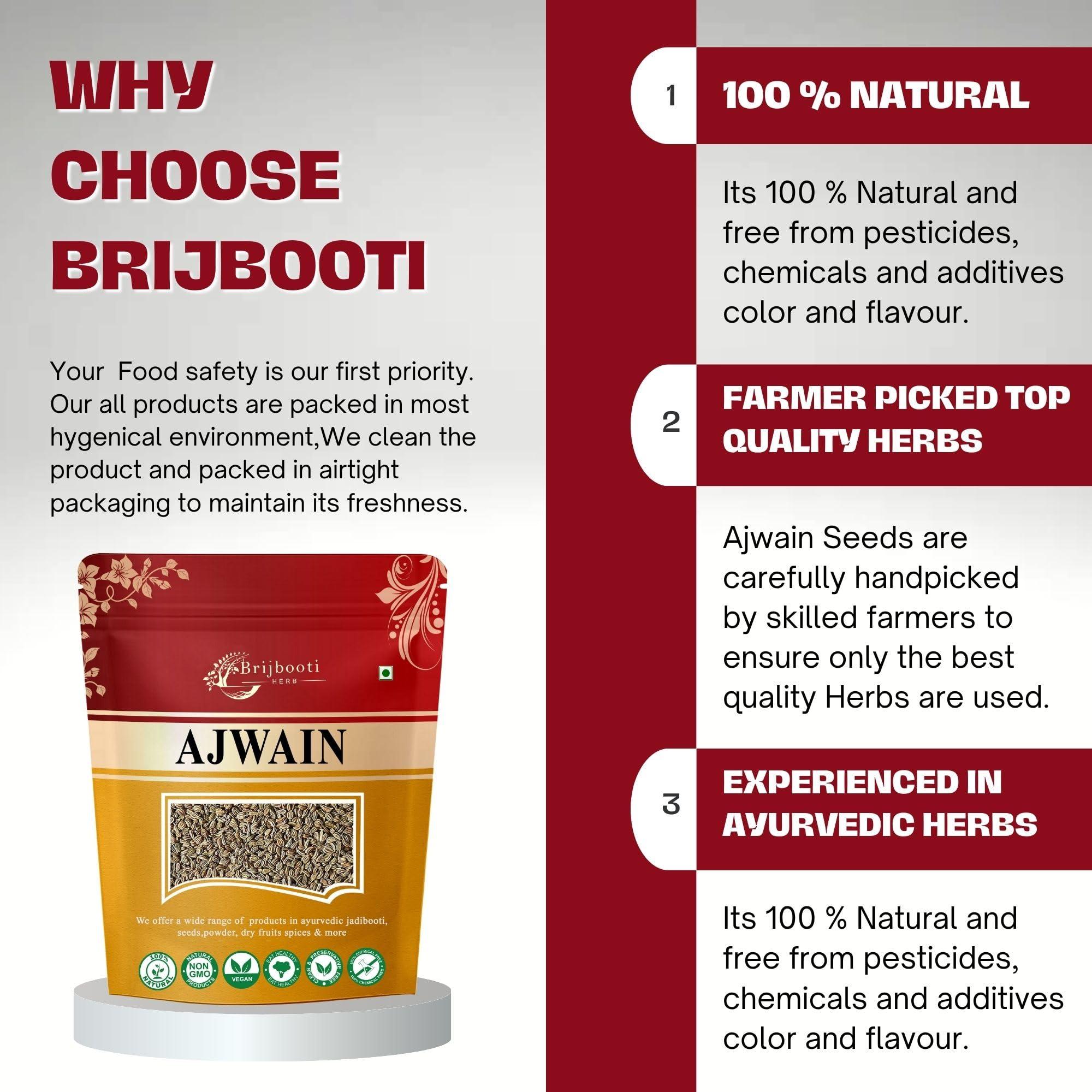 BrijBooti BrijBooti Ajwain Moti - Ajwain Whole - Ajwain - Trachyspermum Ammi - Carom Seed - 100 Gr