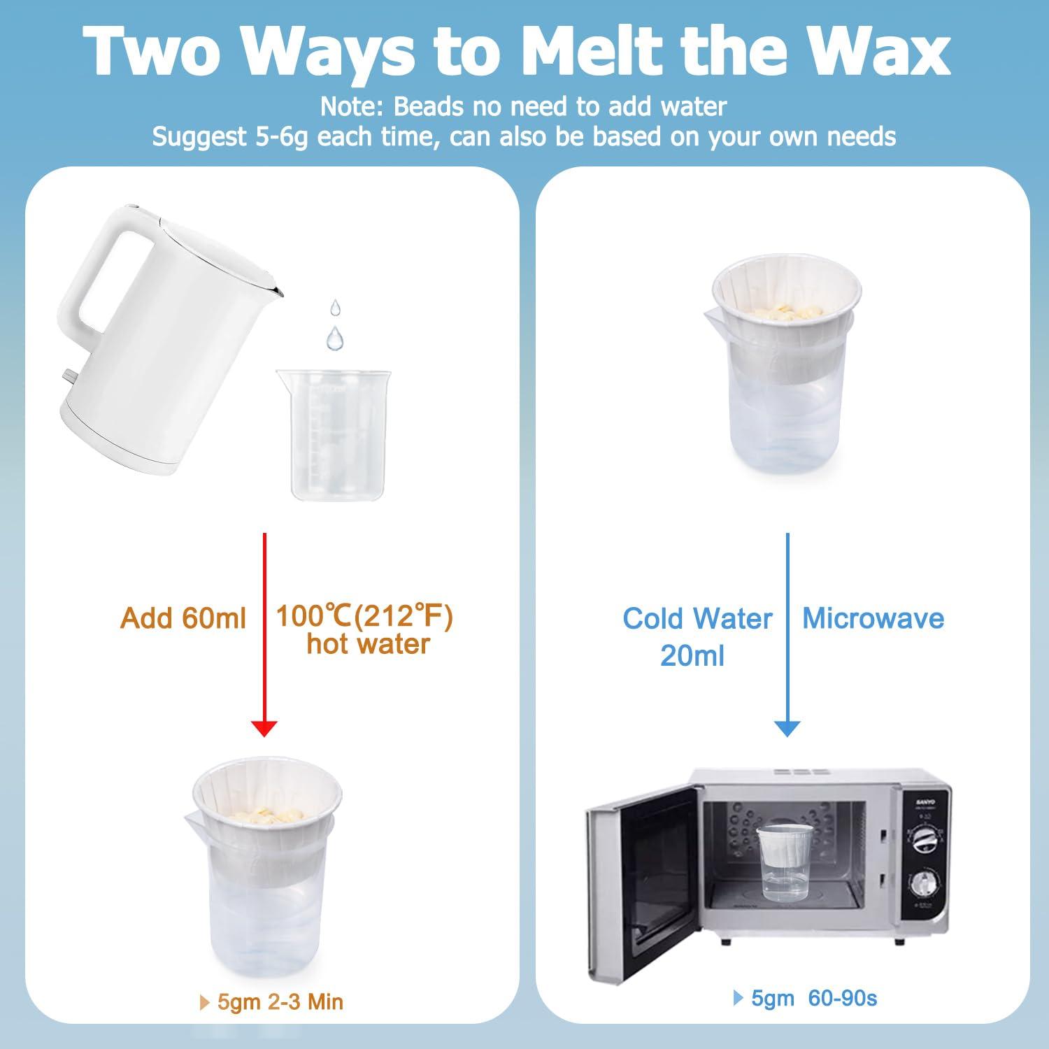 CoFashion CoFashion Nose Wax Kit for Men Women, Nose Hair Removal Waxing Kit Eyebrows Ears Lips Facial Nose Hair Remover Wax with 50g Hard Wax Beads 20 Applicators 10 Paper Cups 8 Moustache Protectors & 1 Measuring Cup