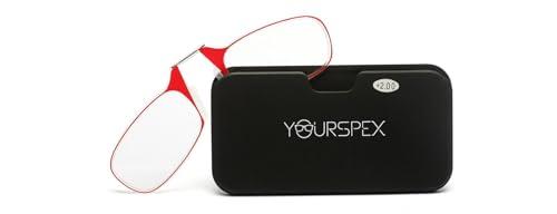 YOURSPEX YOURSPEX Nose Clip Reading Glasses for Men & Women, 1.50 Lens Power - UV Protected Clear Frame (Red)