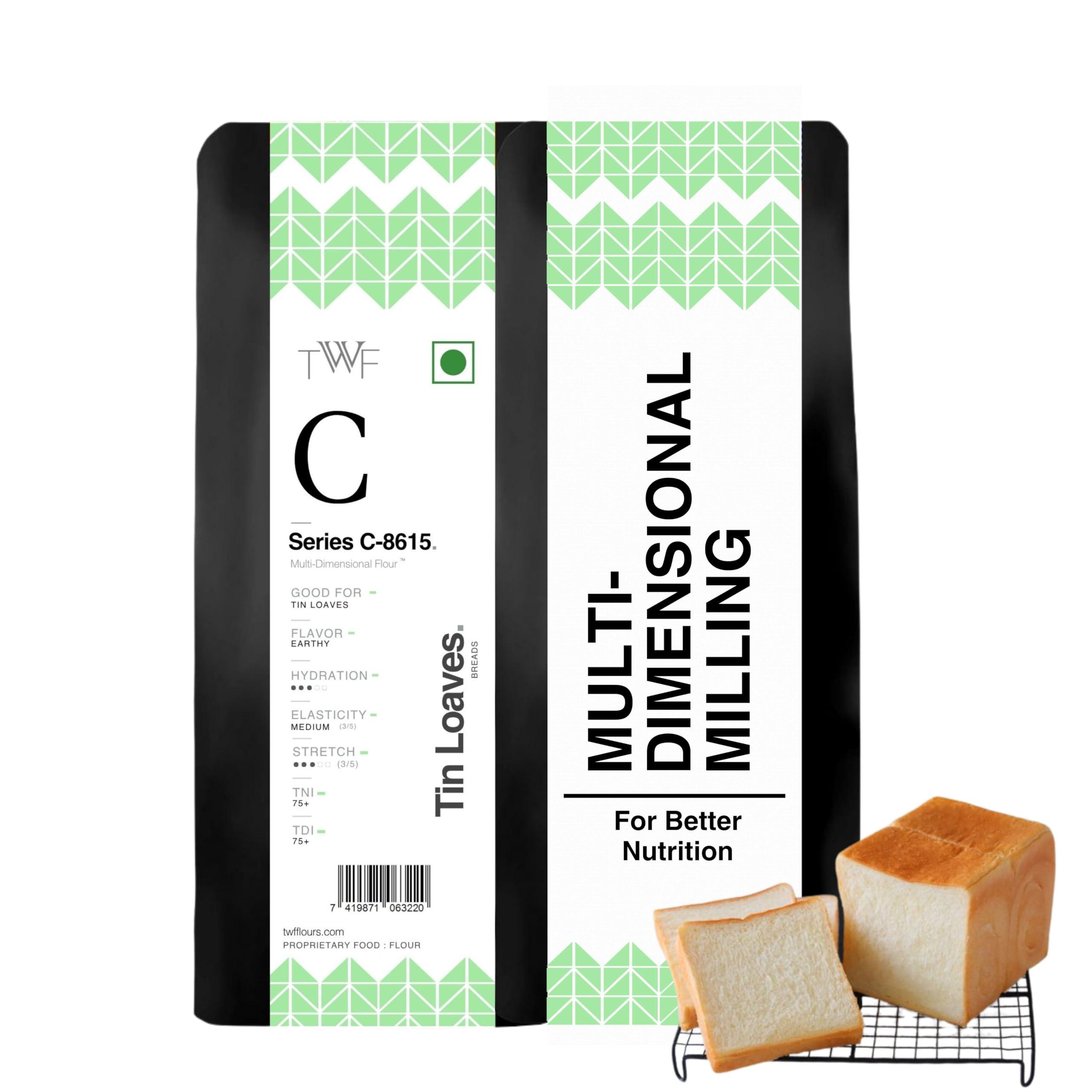 TWF TWF Flour Series C - 8615, 1kg, Unbleached Bread Flour | Tin Loaves - Leavened Breads, Sandwich Breads and Small Bakes  Naan, Buns | Maida and APF alternative