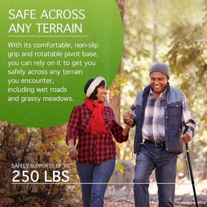 Fariox FARIOX Straight Up Cane Folding Self-Standing, Anti Slip and Height Adjustable for Balance and Comfort, Suitable for Men, Women and Seniors