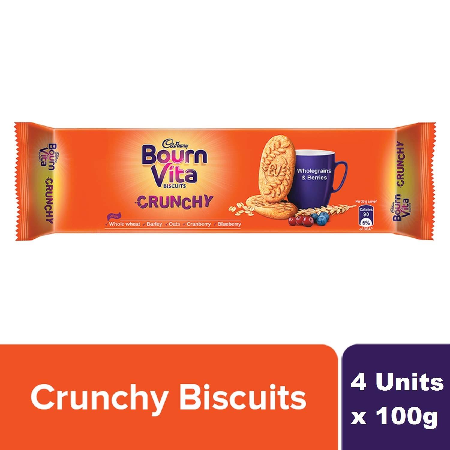 Cadbury Bournvita Biscuits Cadbury Bournvita Biscuits Crunchy 100 g (Count of 4)