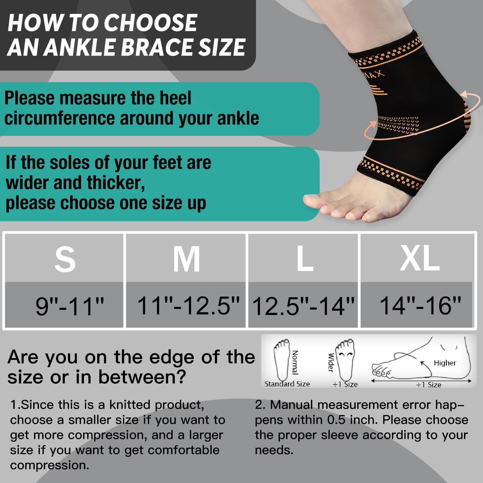 INDEEMAX INDEEMAX Ankle Brace for Men and Women, Copper Infused Ankle Compression Sleeve Ankle Support Brace for Sprained Ankle, Plantar Fasciitis, Running, Foot Pain Relief, Achilles Tendonitis (XL)