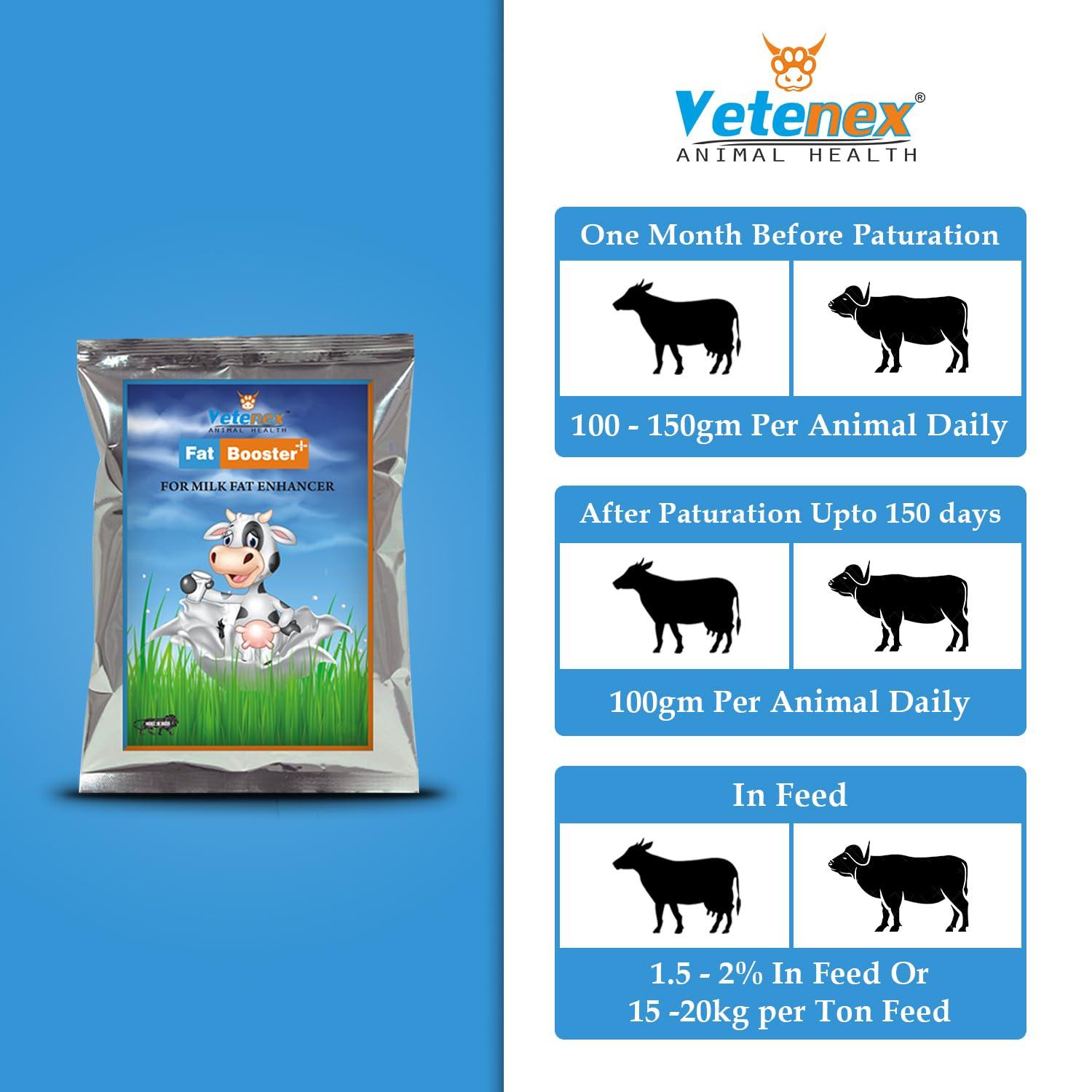 VETENEX VETENEX Fat Booster Plus - Bypass Fat Energy, Rumen Fat & Milk Boost Powder Supplement for Cattle, Cows, Buffalo and Farm Animals - 1 KG