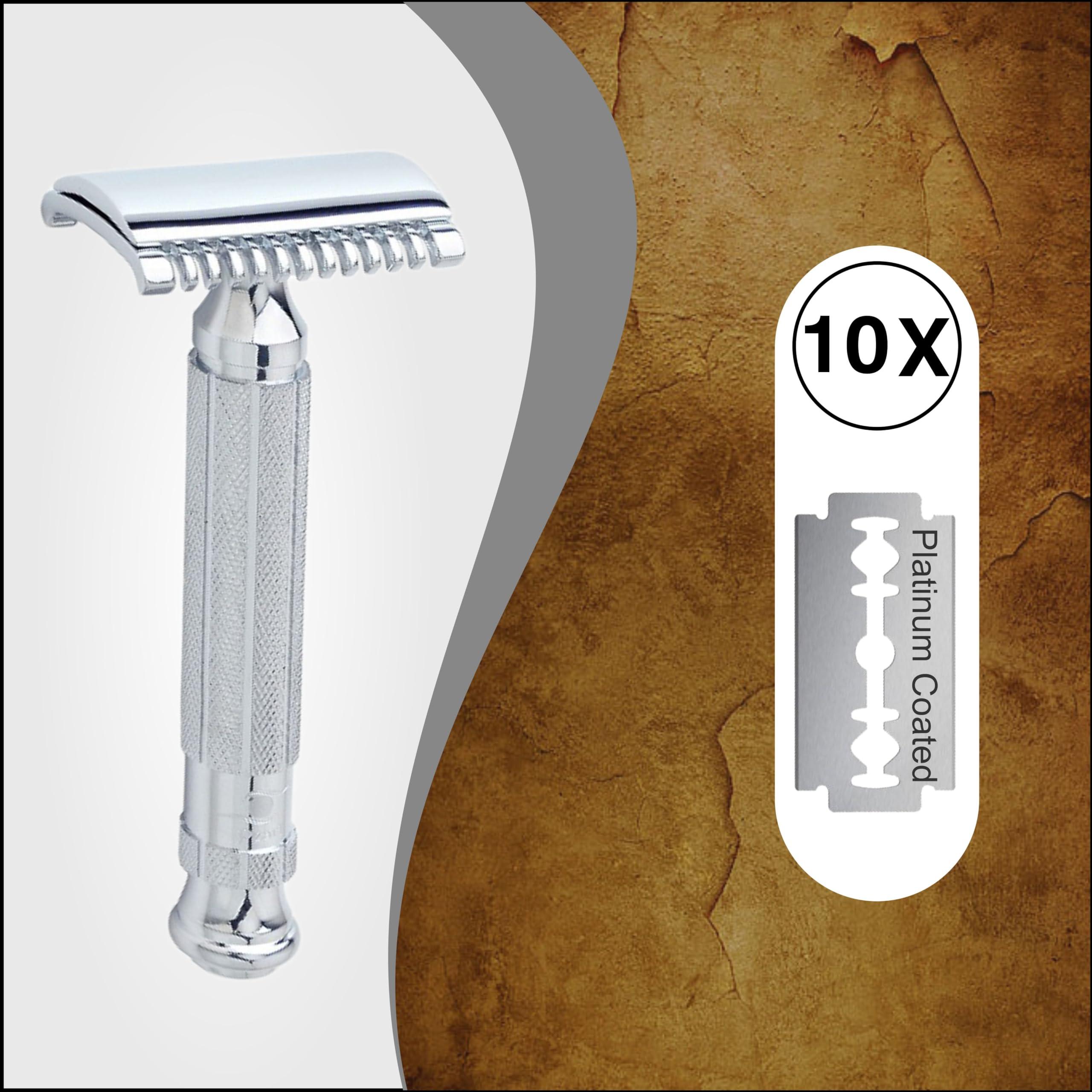 PEARL PEARL Men Shaving Double Edge Safety Razor L-55 (Close Comb+Open Comb,Chrome)