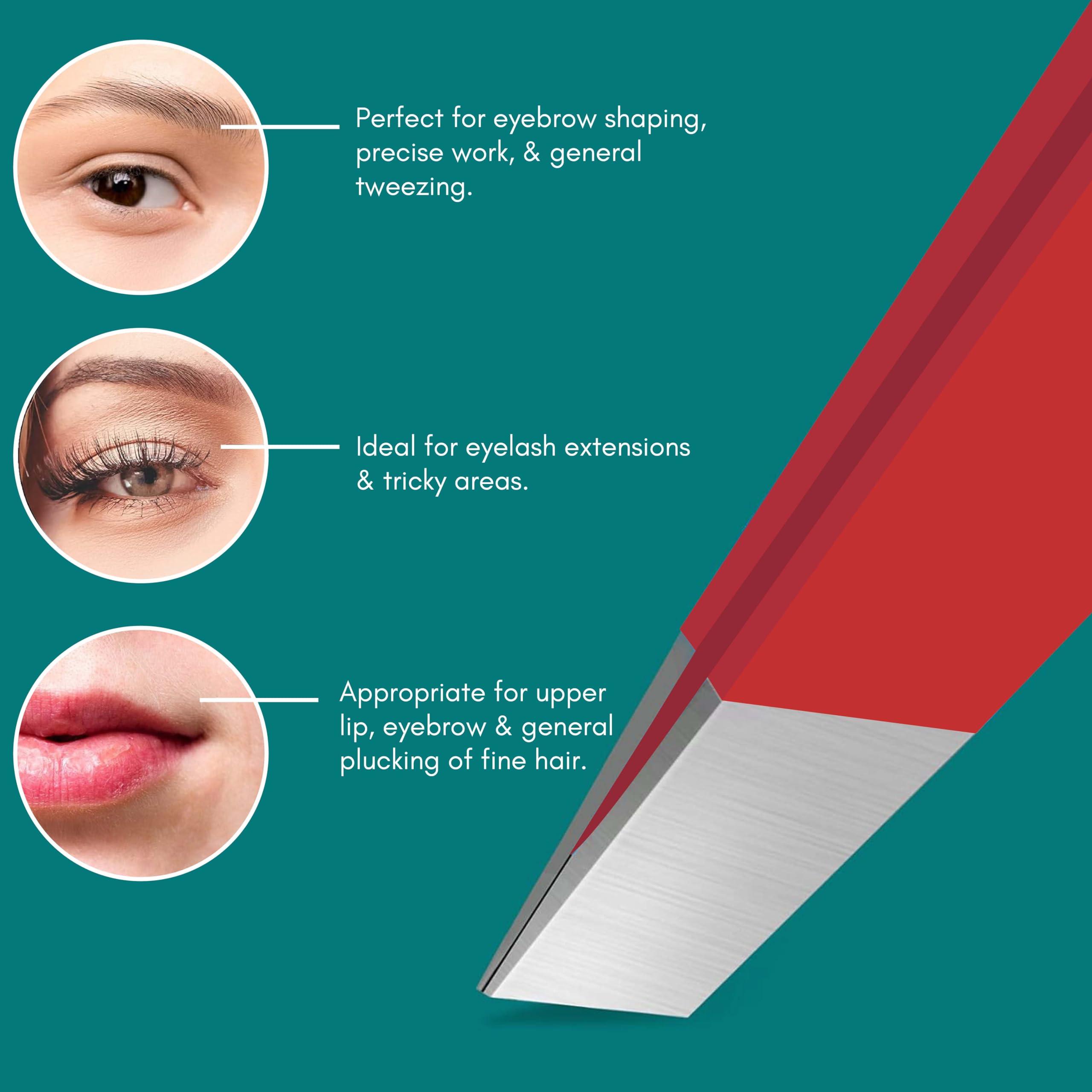 Beaut Secrets Beaut Secrets Luxury Tweezers Set - Professional Stainless Steel Tweezers, Best Precision Tweezers for Eyebrows - Great Precision for Facial Hair, Ingrown Hair, Splinter, Eyebrow Tweezers,Red