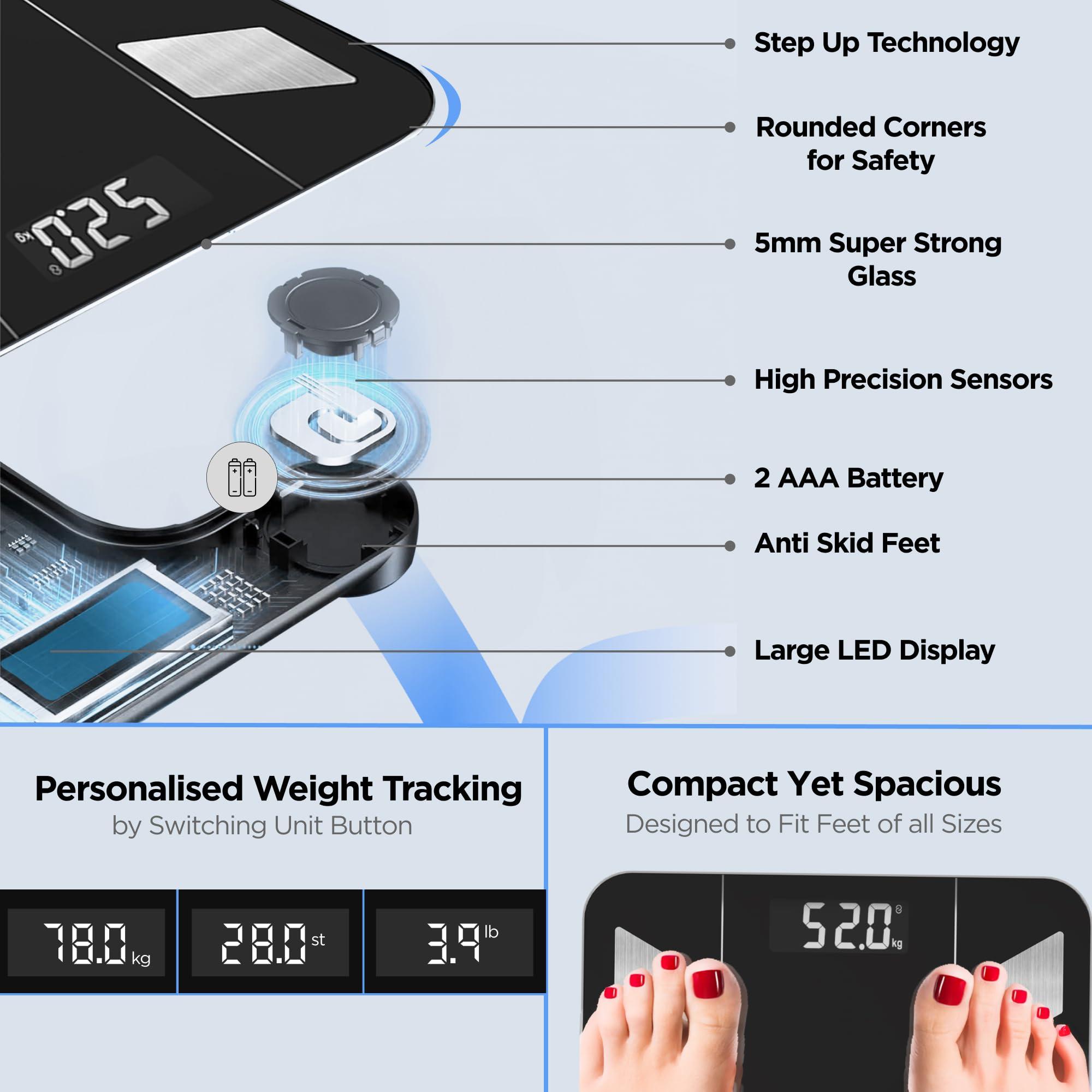 Dr Trust Dr Trust USA Hercules Smart Body Fat Scale & Composition Measurement Device-525, BMI, Personal Weighing Machine Monitor Body Weight & Age, Syncs With Fitness App (Black)