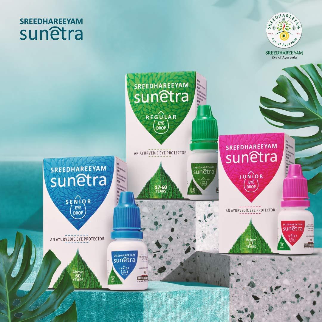 Sreedhareeyam Ayurveda Sreedhareeyam Ayurveda Sunetra Regular Herbal Eyedrops (17-60 Yrs Age), Cooling Daily-Use Eyedrops With Rosewater, Holy Basil Leaves & Pure Honey, 100% Ayurvedic (Pack Of 5)