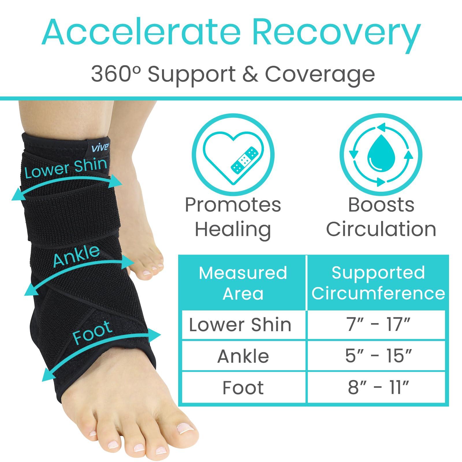VIVE Sprained Ankle Brace by Vive - Ankle Support Secured with Extra-Strength Velcro One Size Fits Most - Best Ankle Wrap for Exercise Running Pain Relief and Injury Recovery - Vive Guarantee