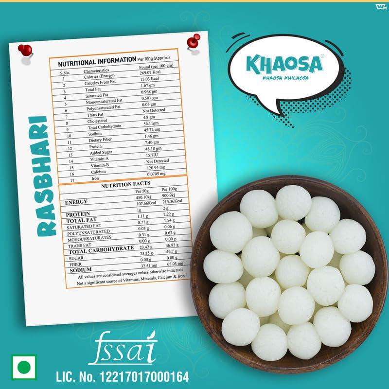 Khaosa Khaosa Rasbhari | 3Kg | Gourmet, Soft Rasbhari | 16 Pieces in 1 Tin | Traditional Mithai | Irresistible Flavoured Rasbhari | Exotic Gift-worthy Rasbhari Treat | Easy-To-Carry Rasbhari Box