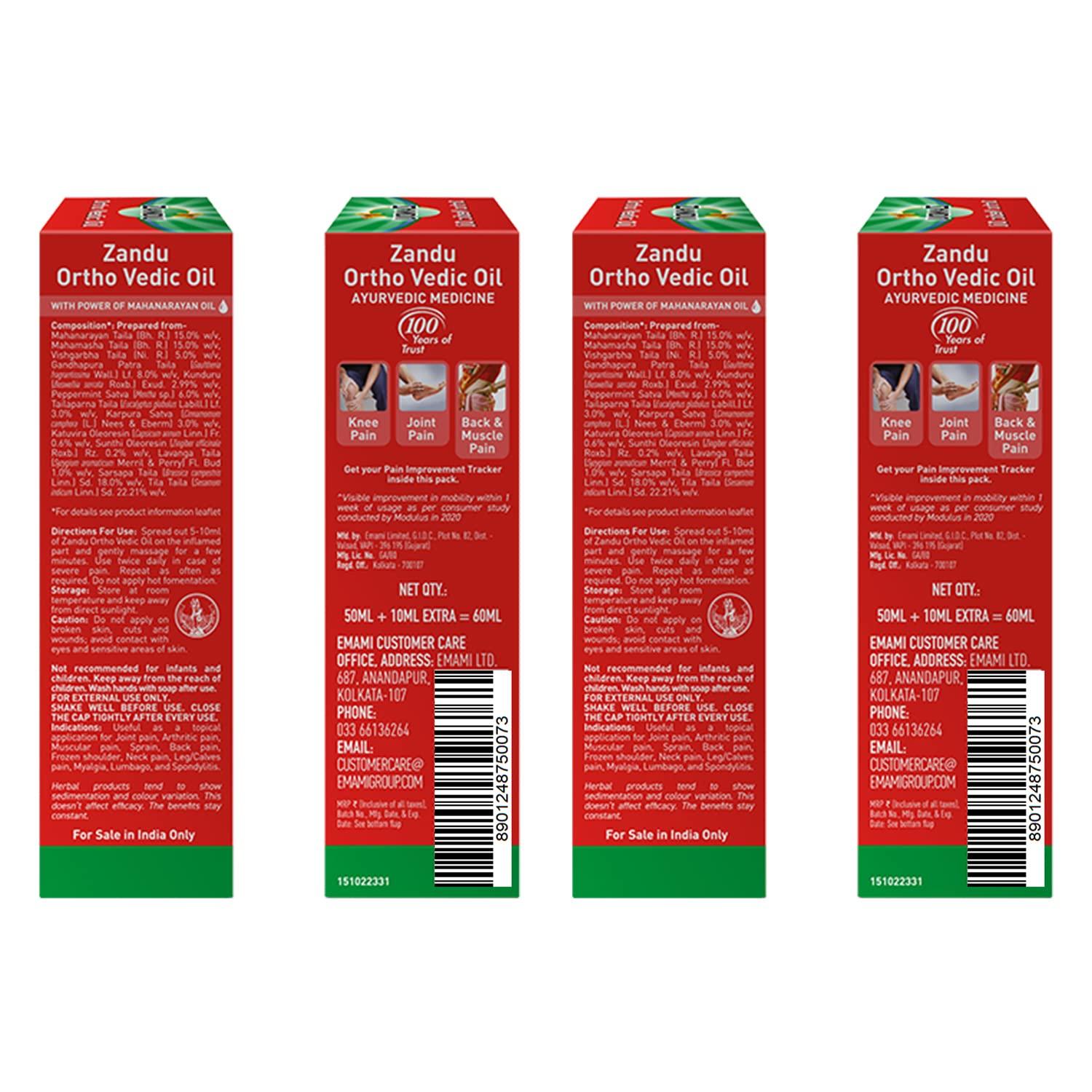 Zandu Zandu Balm 8 Ml Free With Zandu Ortho Vedic Oil 50 Ml Pack Of 2(10 Ml Extra)