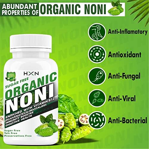 HXN HXN Fresh Noni Juice Tablet With Vitamin B12 Supplements To Help Support Anxiety Relief, Immunity Health, Body detox, -120 Organic Gluten-free Tab (Pack 2)