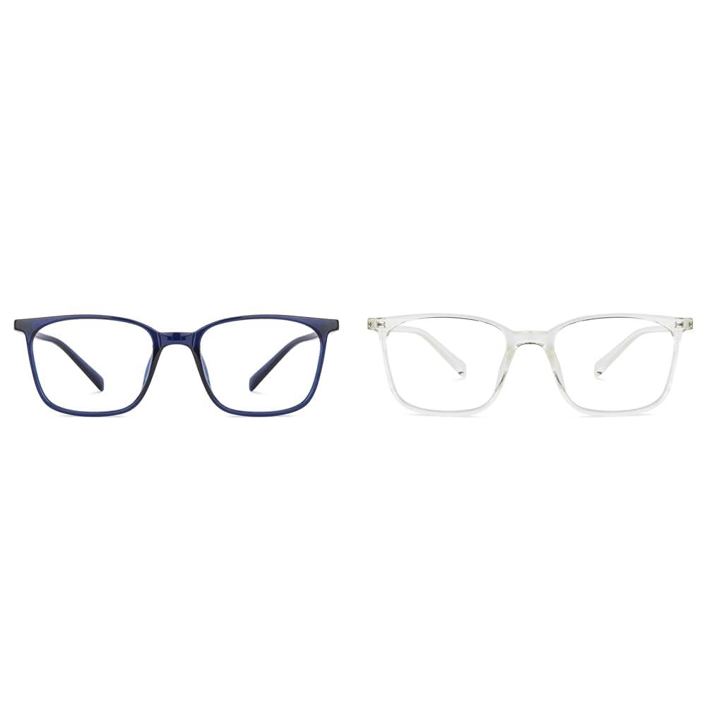 LENSKART BLU LENSKART BLU | Zero Power Blue Cut Computer Glasses | Anti Glare, Lightweight & Blocks Harmful Rays | UV Protection Specs | Men & Women | Medium | LB E13526 (Pack of 2)