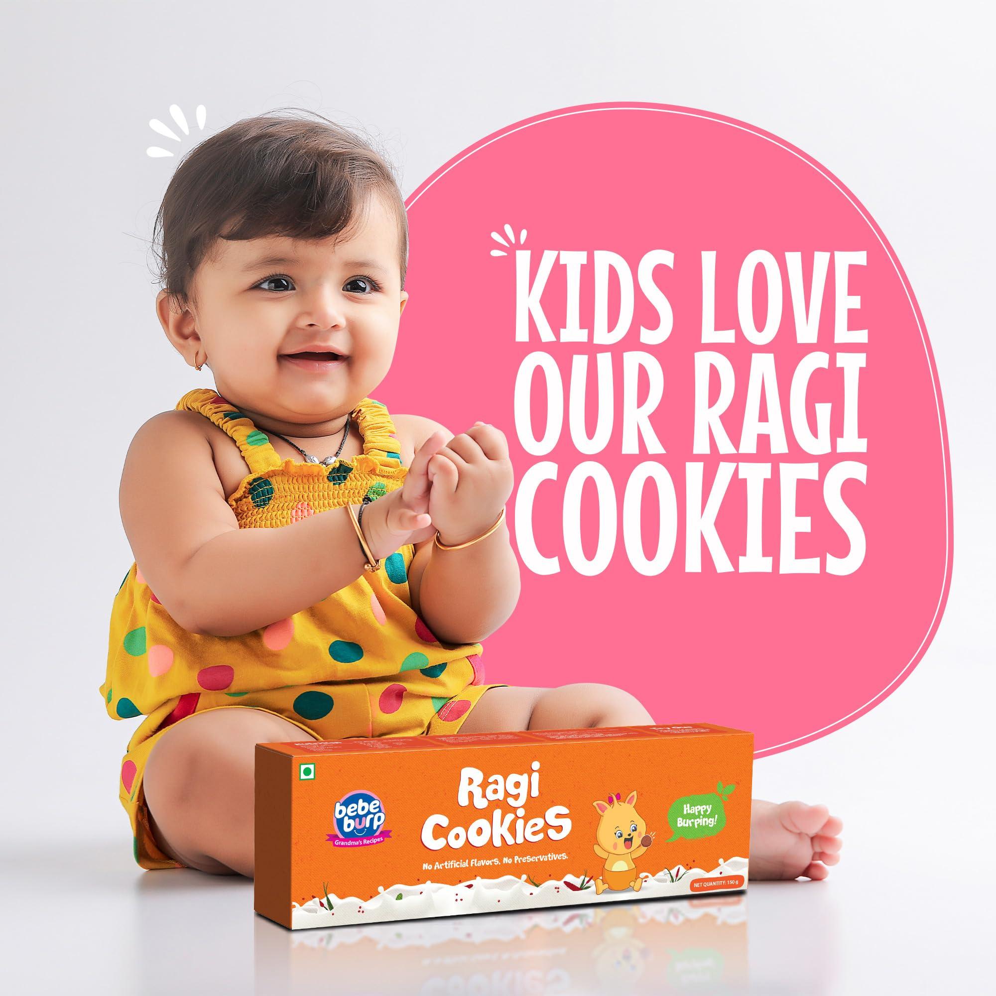 BE'BE' BURP BE\'BE\' BURP Ragi Cookies Combo Pack Of 2 -Tasty & Healthy Cookies For Childrens|No Artificial Preservatives & Flavours|Natural Sweetness Of Jaggery Biscuits (150G Each)