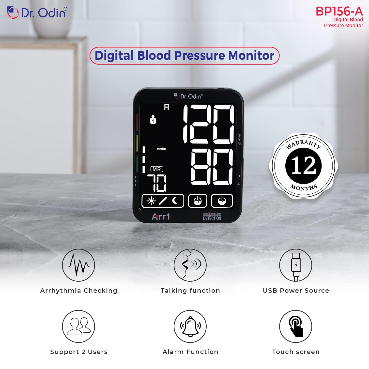 Dr. Odin Dr. Odin BP156 Digital Blood Pressure Monitor - Touch Screen, Talking Function, FDA Approved, 120 Memory Slots, Accurate & Easy-to-Use
