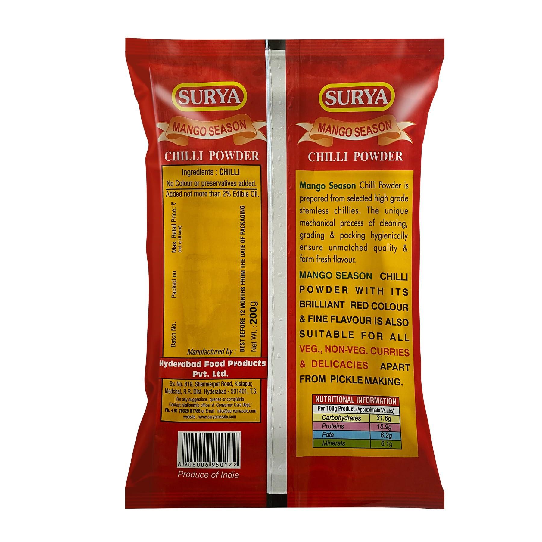 surya Surya Masale combos - Fenugreek powder 100g + Rai powder 200g + Pickle Mirchi powder 200g + Pickle mirchi powder 200g ((Pack of 4))
