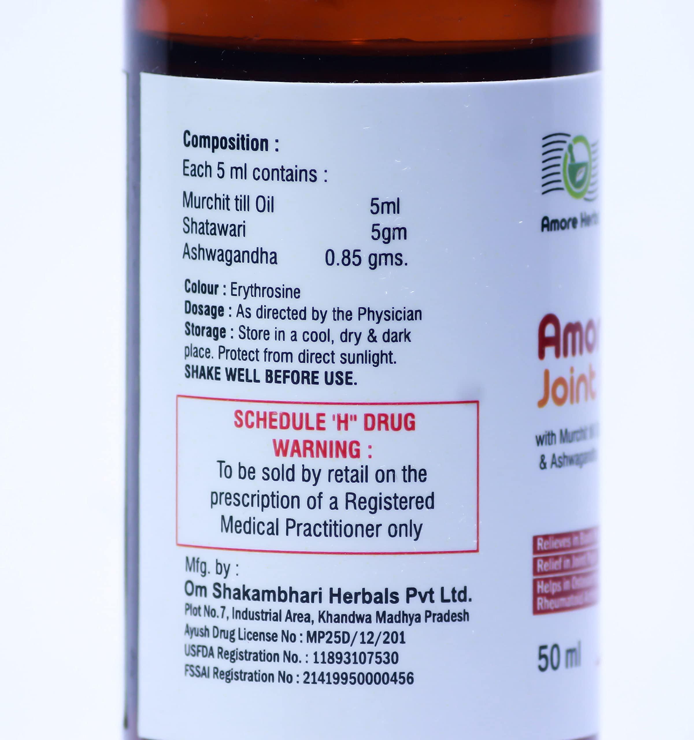 AMORE HERB Amore Joint Care Oil Ortho Pain Relief Oil An Effective Ayurvedic Massage Oil for Pain Relief, Joint Pain, Muscle Pain, Osteoarthritis | Visible improvement in 7 days (Pack of 3, 50ml X 3 = 150ml)