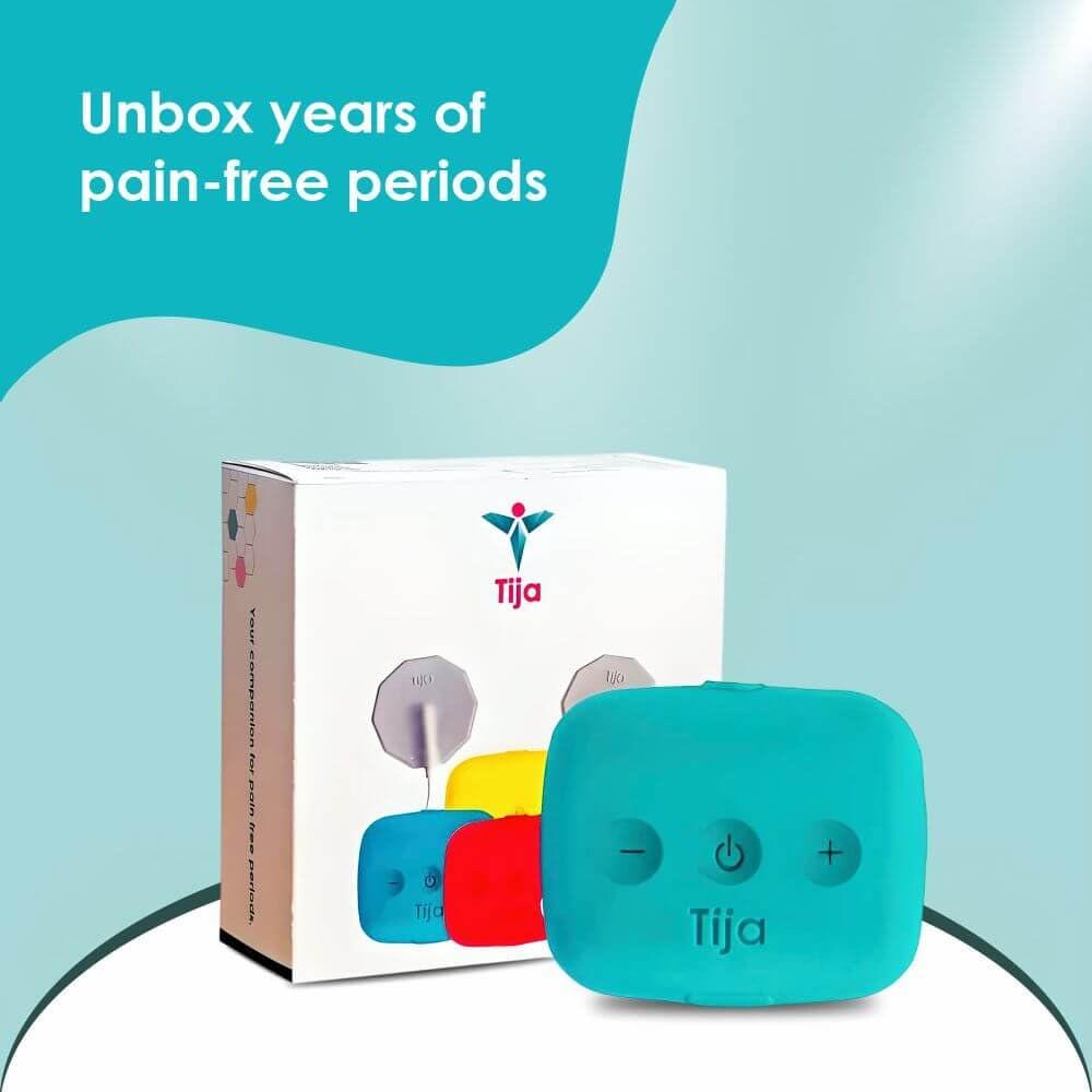 Tija TIJA - Period Pain Relief Wearable Device Instant Relief from Menstrual Cramp & Period Pain Rechargeable 2-year warranty Easy to Wear Instant Pain Reliever with TENS Technology. Colour (Turquoise)