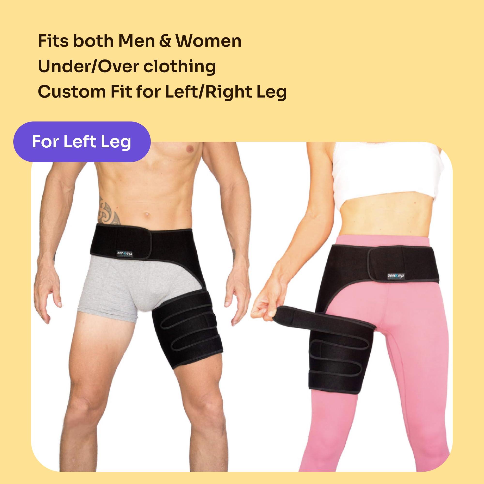 ZENKEYZ Copper Compression Hip Brace Sciatica - Groin Wrap for Pain Relief Thigh Compression Sleeve - Support for Hip Flexor Arthritis for Pulled Muscles-Sciatica Nerve Brace Injury for Men and Women (Left