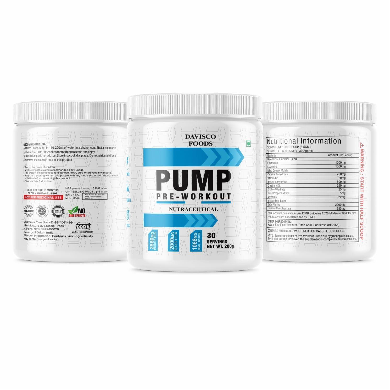 MUSCLE TRANSFORM MUSCLE TRANSFORM DAVISCO FOODS PUMP PRE WORKOUT FOR MEN AND WOMEN (30 SERVINGS) (BLUEBERRY)