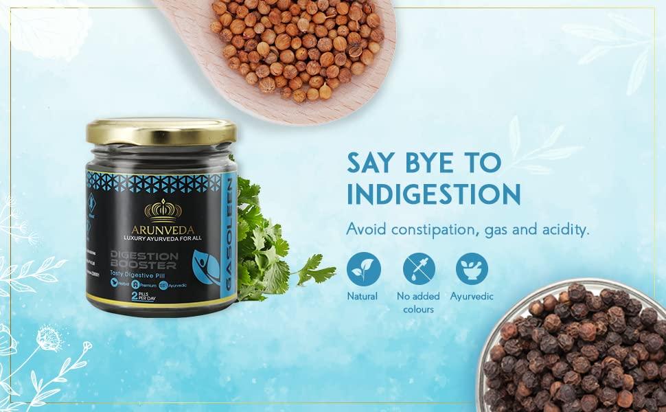 Sudhakar Sudhakar Arunveda Gasoleen Digestion Booster Tasty Digestive Pills with Sudh Heeng, Kala Namak and 9 Natural Herbs