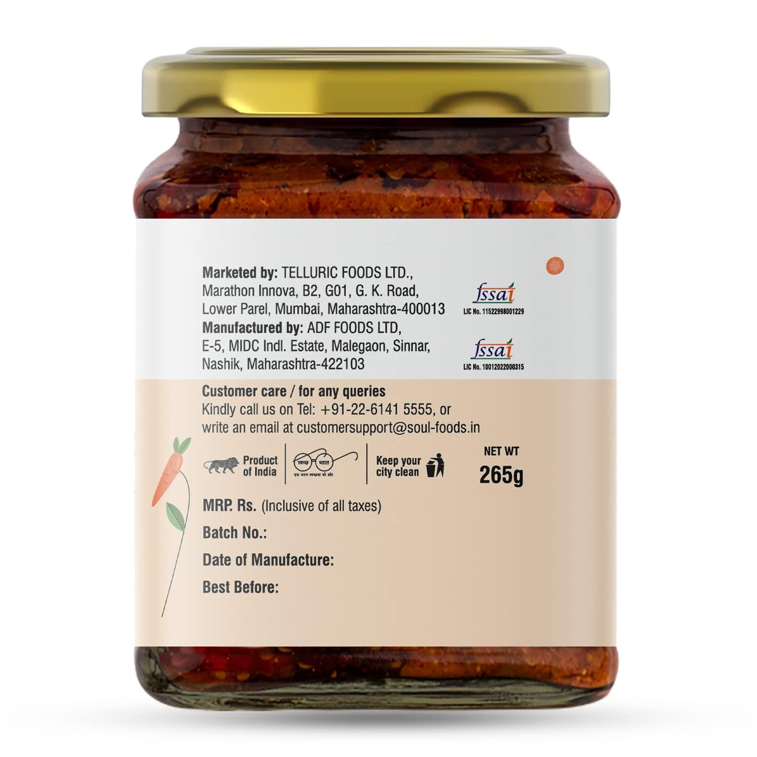 ADF Soul Soul Carrot Pickle in Olive Oil 265 Grams - A Flavorful Fusion Infused with Premium Olive Oil