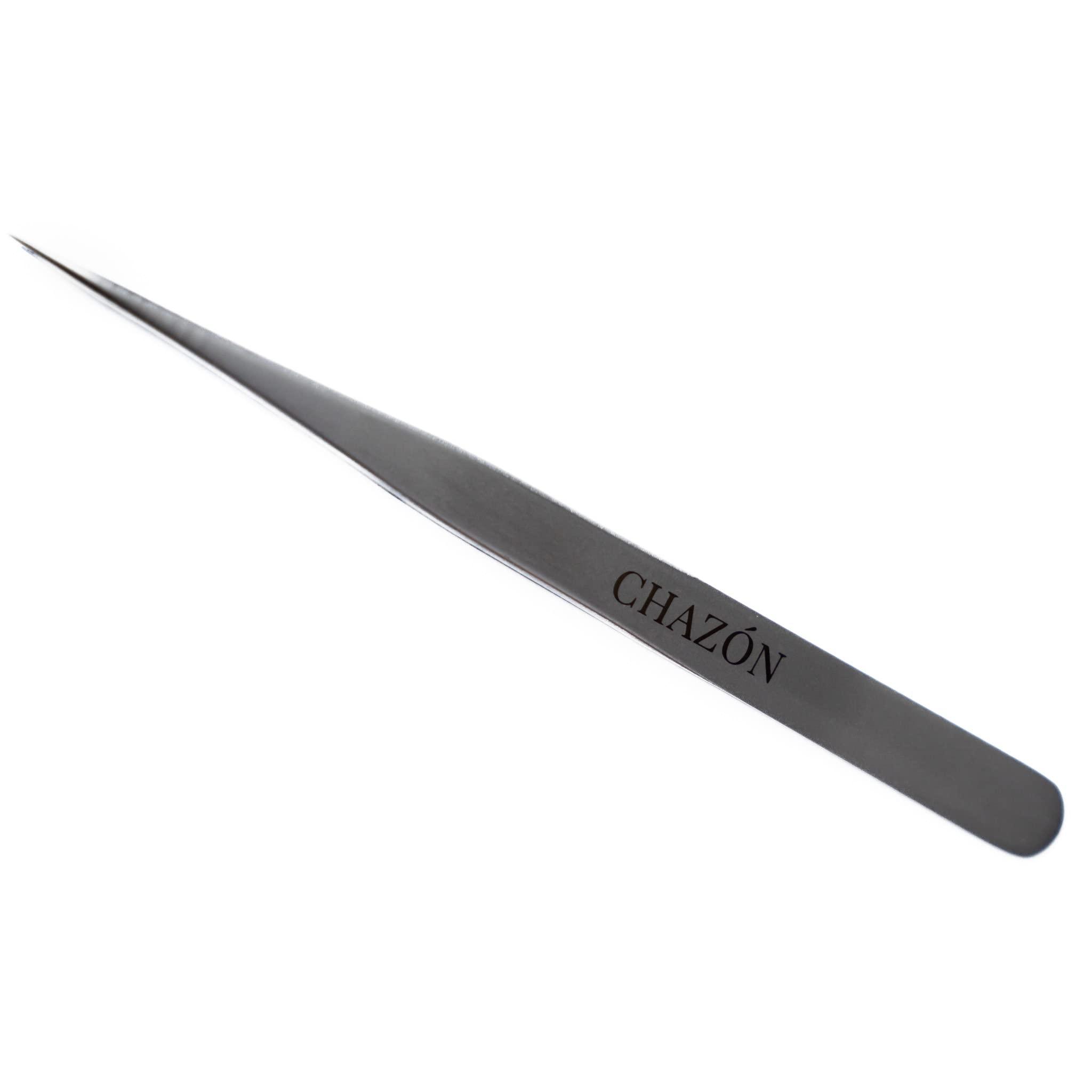 CHAZN CHAZON Stainless Steel Straight Point Tweezers, Best Tweezers for Eyebrows, Facial Hair and Ingrown Hair