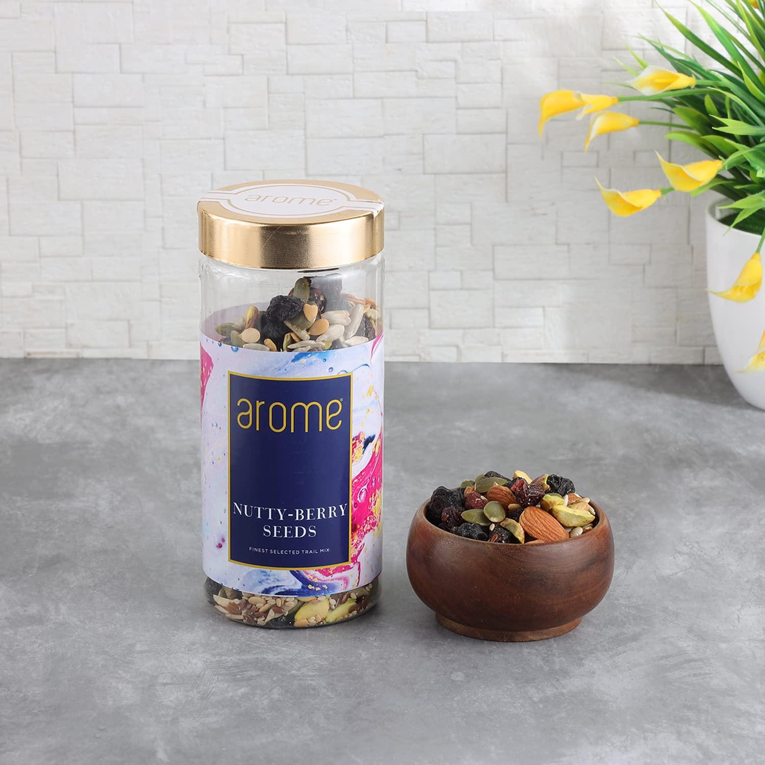 arome arome Premium Nutty Berry Seeds, 100 gm Pack | Mixed Nuts like Almond, Pista, Cranberry, Blueberry, Flax & Sesame Seeds | Healthy Snacks for Small Hunger | Assorted Dry Fruit, Berries and Nuts Mix