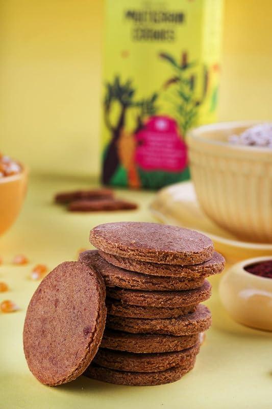 THE GROWING GIRAFFE The Growing Giraffe Multigrain Cookies (Tasty, Healthy & Nutritional Snacks for Everyone) with Ragi, Jaggery, Oats & Whole Wheat Flour | No Added Preservatives, Flavor & Color - 160 Grams (Pack of 1)