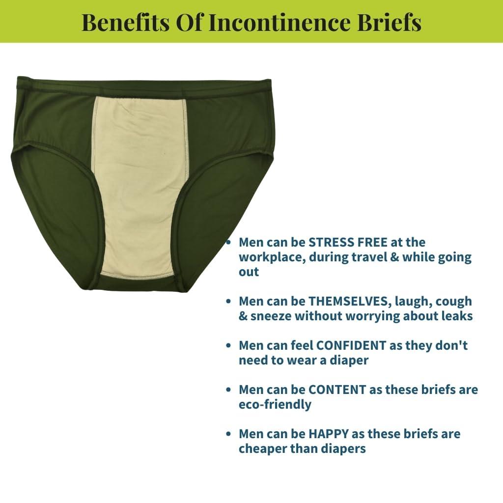 Pristine Life Pristine Life | Incontinence Underwear For Men | Wash & Reuse | Absorbs Light Urine Leaks | Anti Bacterial, Hygienic & Leakproof | Comfy Cotton | Pack Of 2 | Navy Blue & White | 6XL