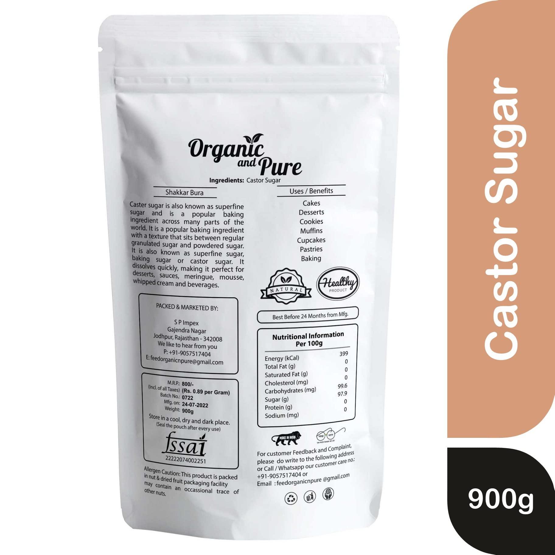 Organic and Pure Oragnic and Pure Castor Sugar | Bura Sugar Powder | Desi Shakkar Burada | Chini Ka Bura | Crushed Sugar (for Baking Laddu) 900g