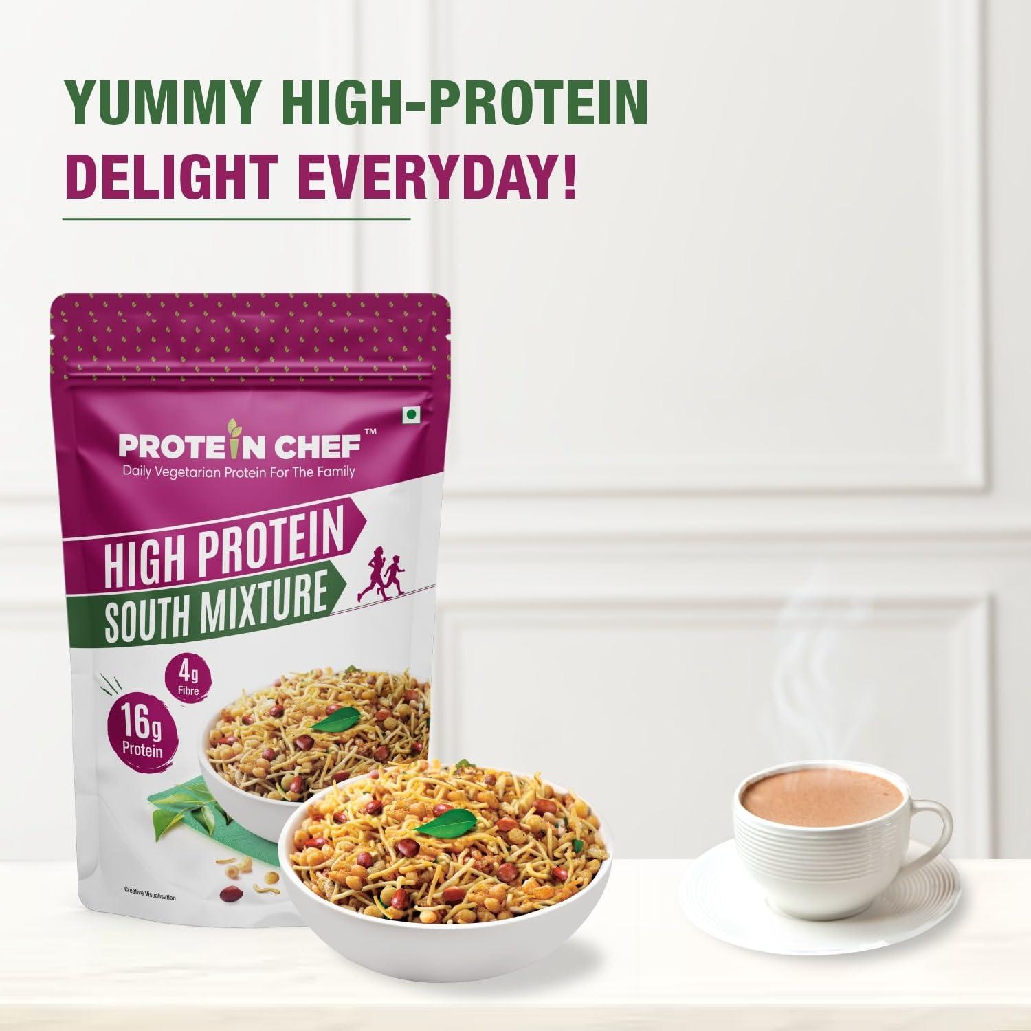 Protein Chef Protein Chef High Protein Snacks South Mixture Namkeen (180g) | 16gm Max Protein per Serve| Guilt free Healthy Snacks | Kerala Mixture style Sugar Free Snacks | Vegan Diet Snacks for Kids, Seniors