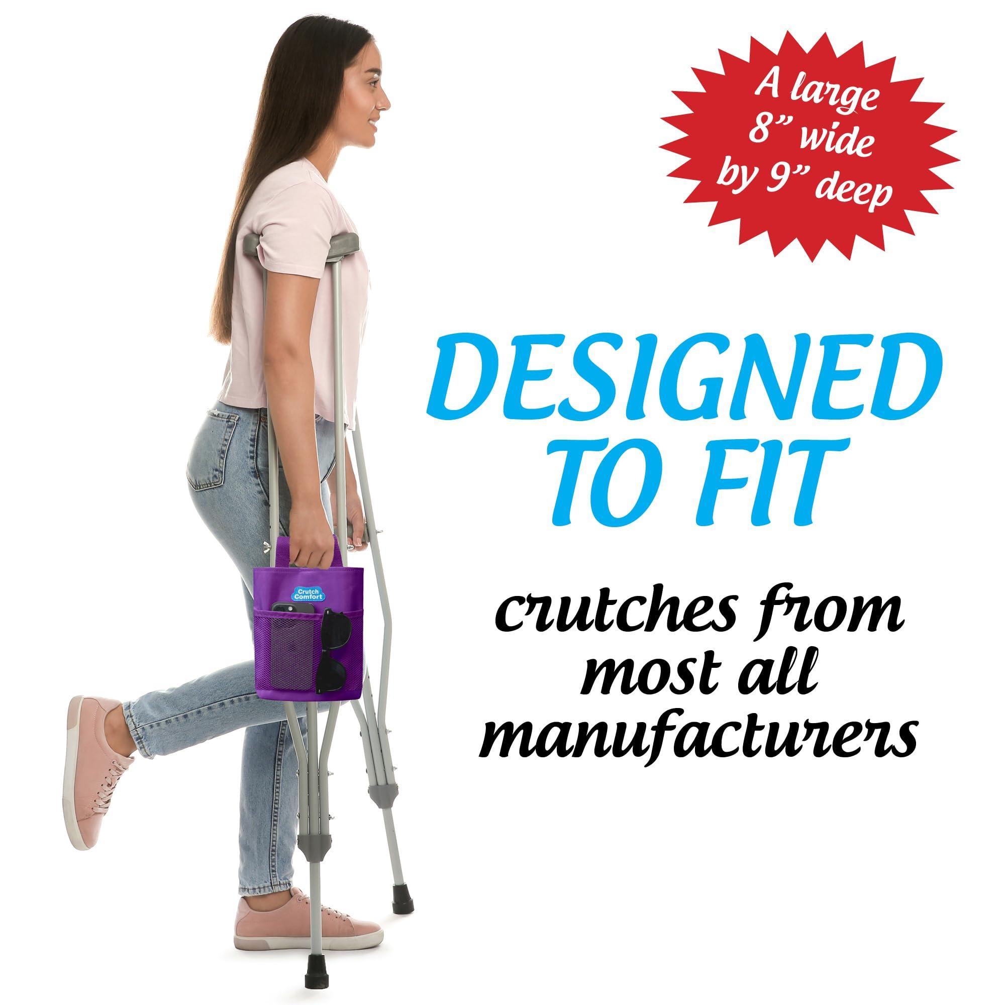 Top Glides Large Universal 2-Pocket 8\"x9\" Crutch Bag/Tote/Pouch (Purple)