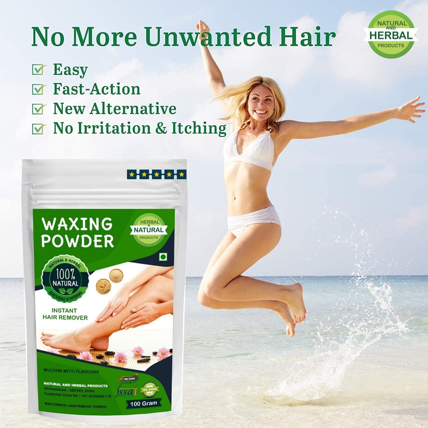 Natural and Herbal Products Waxing Powder for instant Hair Removal wax powder for All Types of Hair & Skin, Hands, Legs, Underarms, Bikini (Private Part) Area Unisex adult, Herbal Wax Powder for Women & Men, Multani(100 Gram)