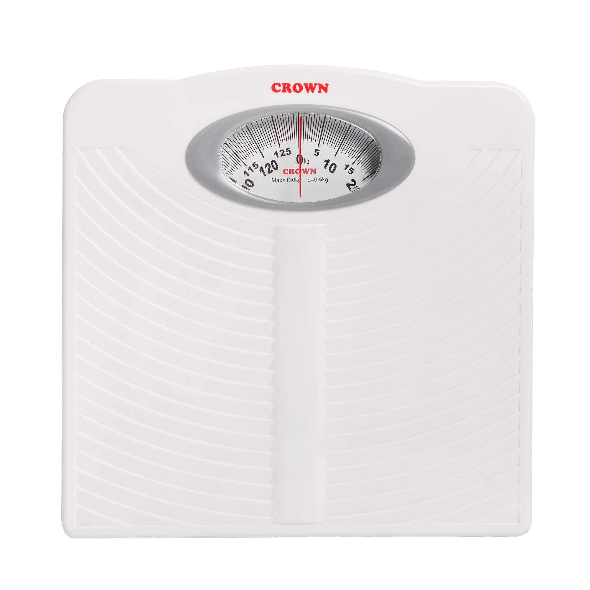 CROWN CROWN Diamond Deluxe Personal Bathroom Weighing Scale For Human Body, Mechanical Manual Analog Weighing Scale upto 130 kgs capacity (White)