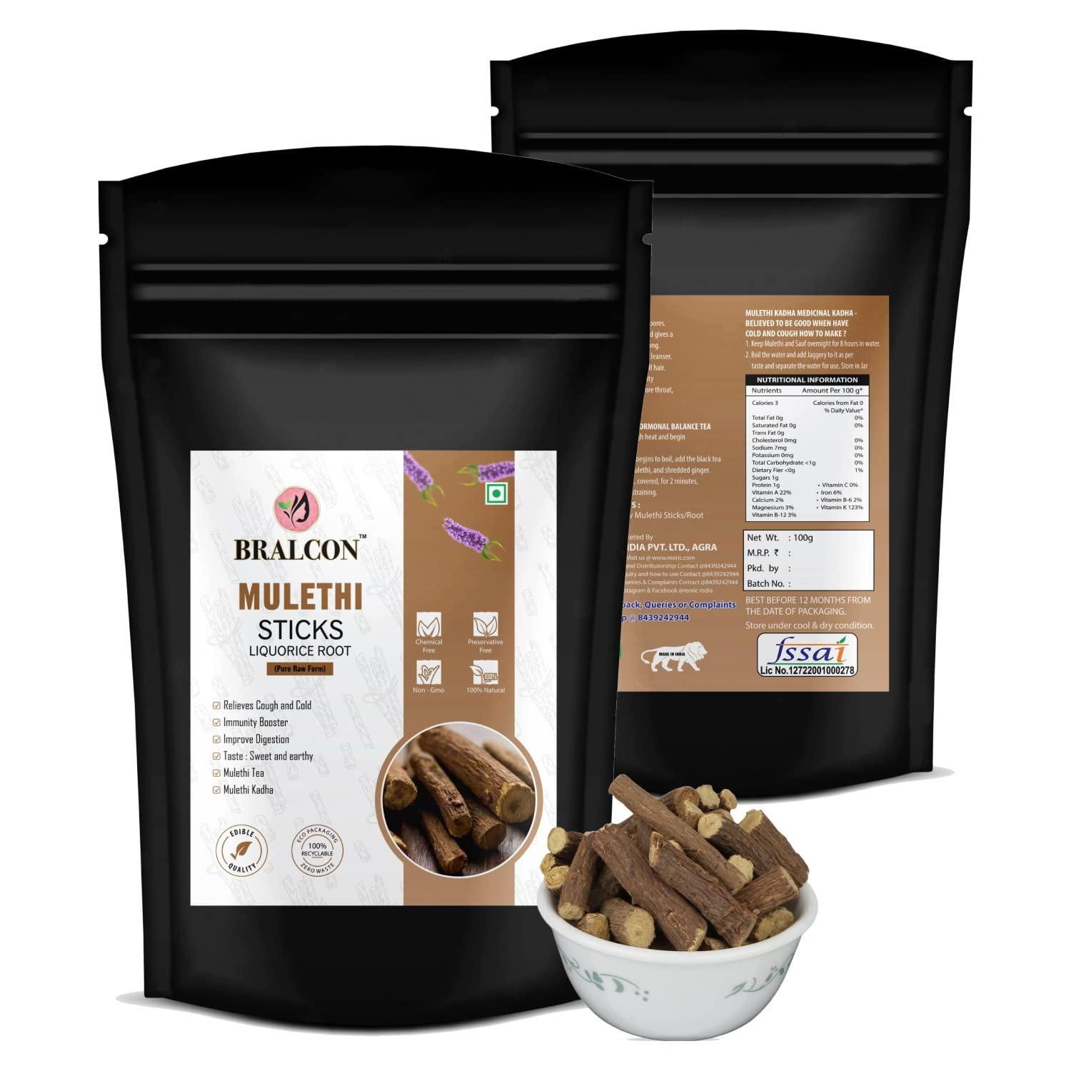 BRALCON BRALCON Mulethi Stick For Eating - 100g | Liquorice Roots | Yastimadhu Licorica Sticks | Licorice Roots | Jeshthamadha Use for immunity Booster